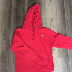 Red champion hoodie